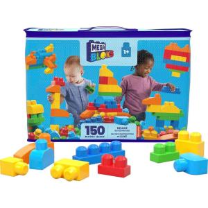 MEGA BLOKS First Builders Toddler Blocks Toys Set, Deluxe Building Bag with 150 Pieces and Storage, Creative Open-Ended Play, Blue, Ages 1+ Years (Amazon Exclusive)