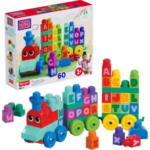 MEGA BLOKS First Builders Toddler Building Blocks Toy Set, ABC Learning Train with 60 Pieces, Ages 1+ Years