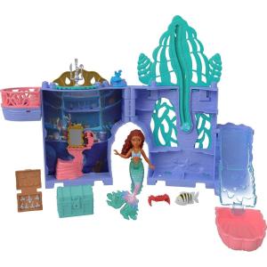 Mattel Disney The Little Mermaid Storytime Stackers Ariel’s Grotto Playset, Stackable Dollhouse with Small Doll & 10 Accessories