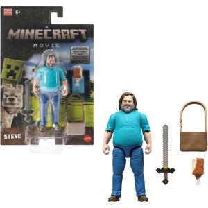 Mattel Minecraft Action Figure & Accessories Set, 4-inch Skeleton Posable Character Collectible Inspired by A Minecraft Movie(Steve)