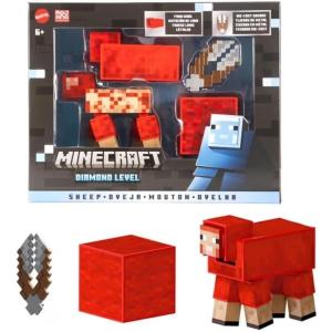 Mattel Minecraft Diamond Level Pig Action Figure with 4 Accessories, Collectible Set in 5.5-inch Scale with Pixelated Design(Sheep)
