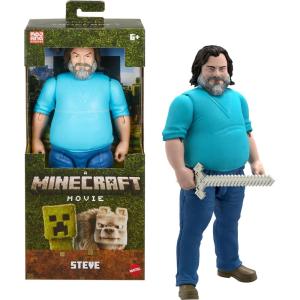Mattel Minecraft Large-Scale Action Figure, 12-inch Posable Steve Toy Collectible Inspired by A Minecraft Movie(Steve)