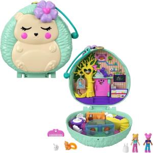 Polly Pocket Compact Playset, Backyard Butterfly with 2 Micro Dolls & Accessories, Travel Toys with Surprise Reveals(Cat Cafe)