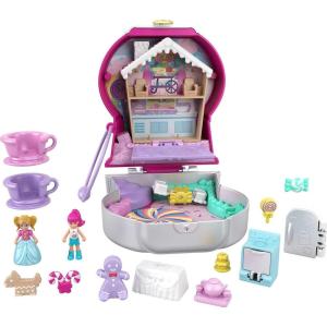 Polly Pocket Compact Playset, Backyard Butterfly with 2 Micro Dolls & Accessories, Travel Toys with Surprise Reveals(Gumball)
