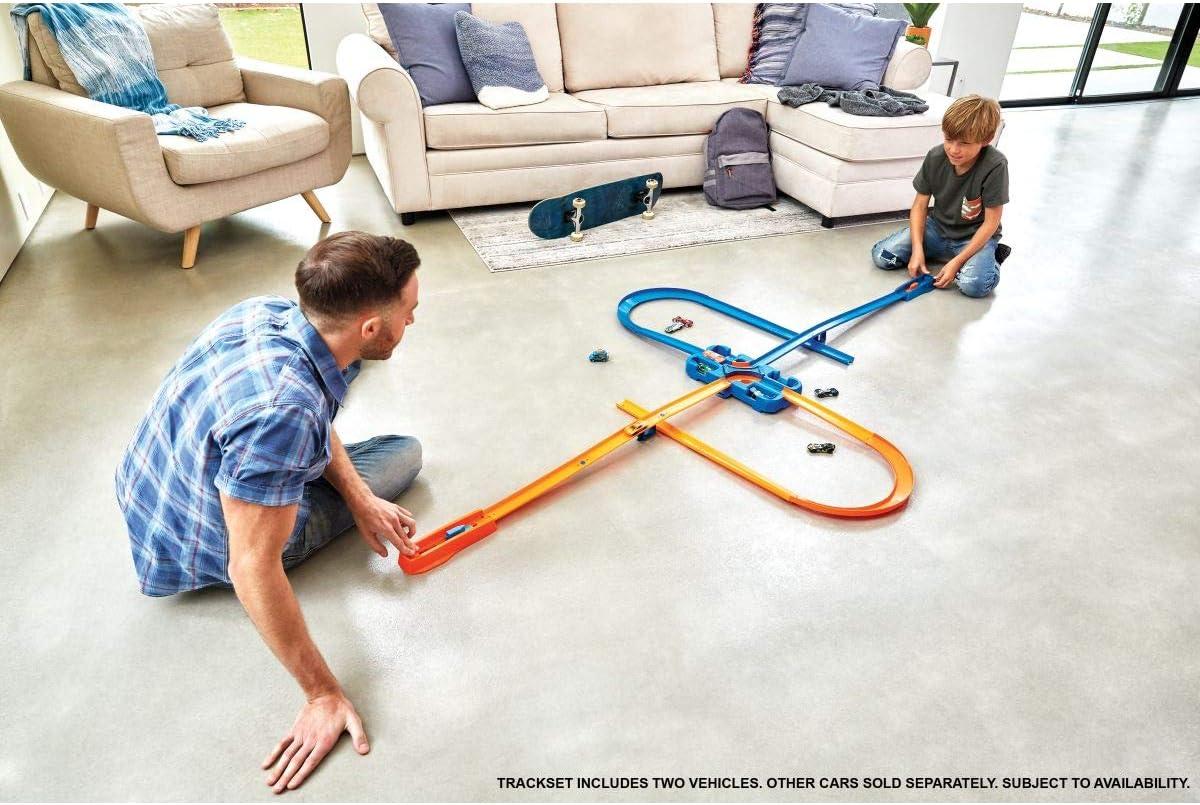 imageHot Wheels Toy Car Track Builder Playset Deluxe Stunt Box with 25 Component Parts amp 164 Scale Vehicle Amazon ExclusivePlayset