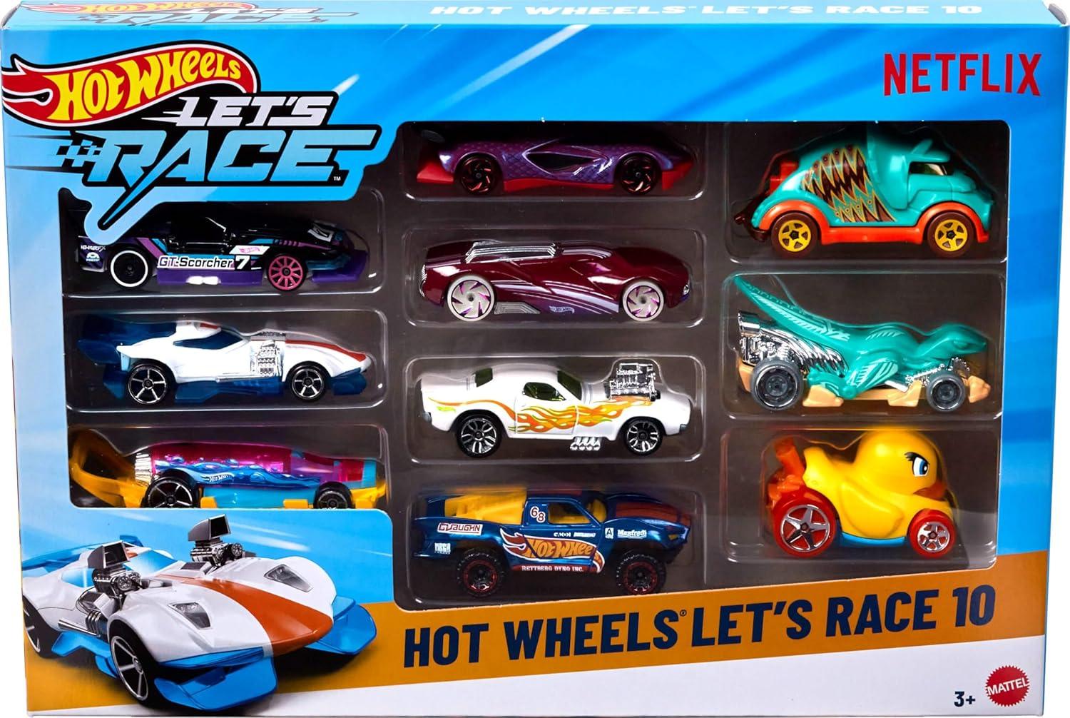 imageHot Wheels Toy Cars amp Trucks Lets Race 10Pack Set of 10 164 Scale Vehicles from The Animated Netflix Show for Play or Display Styles May Vary Amazon Exclusive