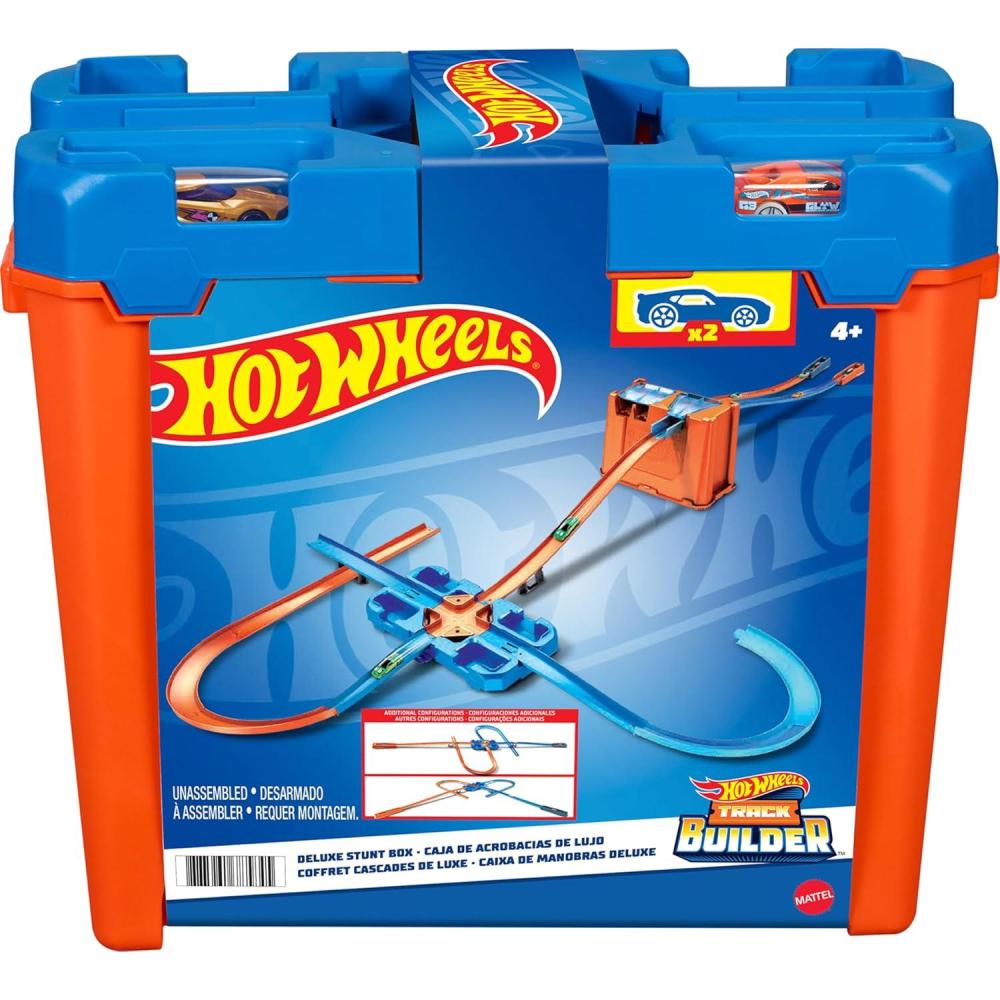imageHot Wheels Toy Car Track Builder Playset Deluxe Stunt Box with 25 Component Parts amp 164 Scale Vehicle Amazon ExclusivePlayset