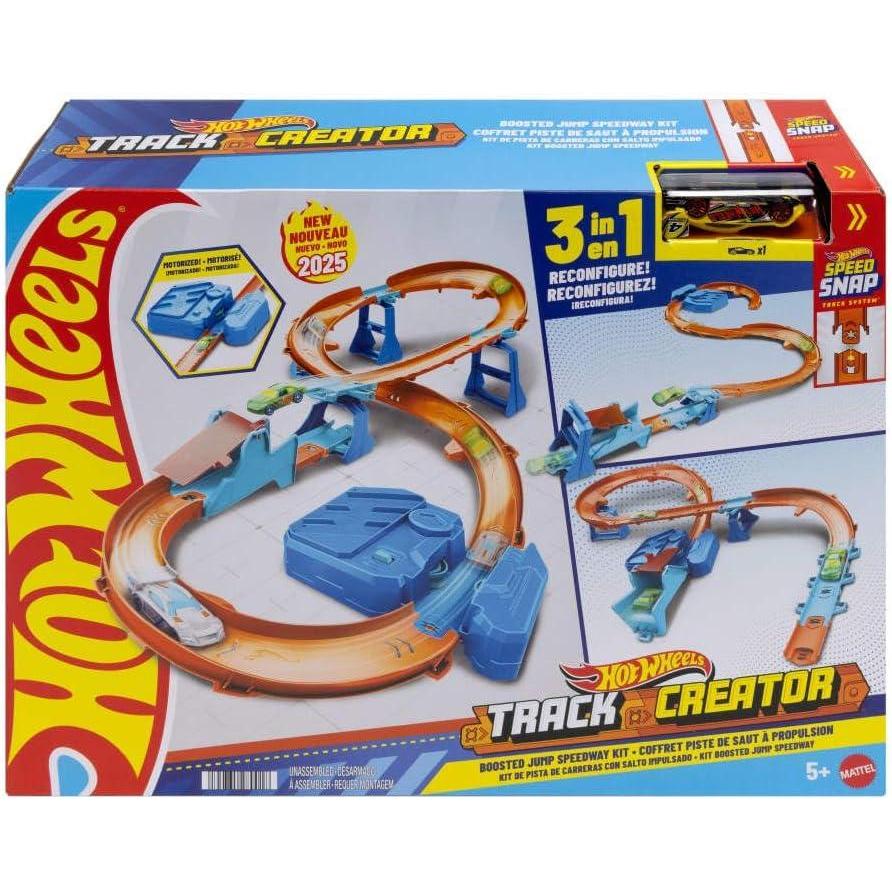 imageHot Wheels Toy Car Track Set Deluxe Building Box with Motorized Booster 164 Scale Vehicle Speed Snap Track Boosted Jump Speedway