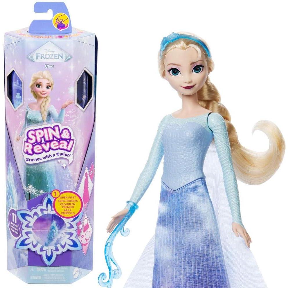 imageMattel Disney Frozen Elsa Fashion Doll Set Spin amp Reveal with 11 Surprises Including 5 Accessories 5 Stickers amp Play Scene Inspired by the MovieElsa  Frozen 1 Look