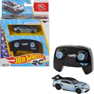 Hot Wheels RC Toy Car, Full-Function Remote-Control 1:64 Scale Ford Mustang, Booster Button to Race & Stunt On- or Off-Track, Recharge with USB Cable