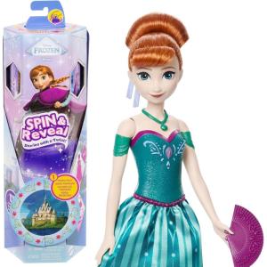 Mattel Disney Frozen Elsa Fashion Doll Set, Spin & Reveal with 11 Surprises Including 5 Accessories, 5 Stickers & Play Scene, Inspired by the Movie(Anna – Coronation Look)