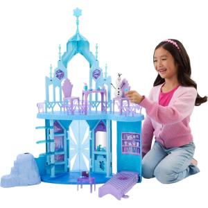 Mattel Disney Frozen Elsa Ice Castle Playset with Olaf Figure, 5 Play Areas & 21 Accessories, 2.5+ Ft Tall Elsa’s Frozen Ice Palace, Inspired by Movies