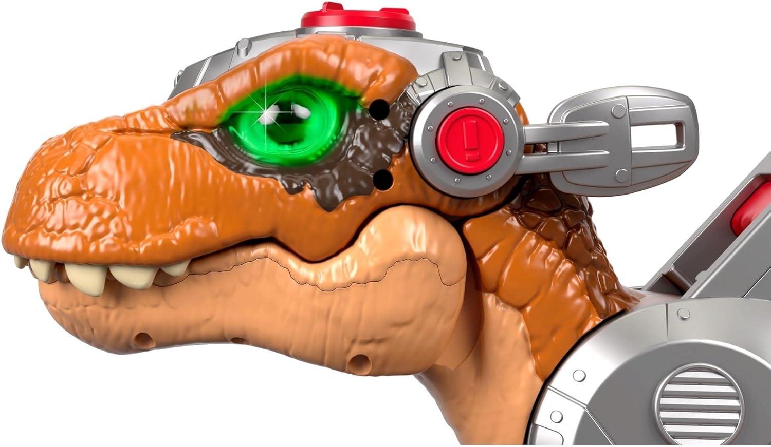 imageFisherPrice Imaginext Jurassic World T rex Dinosaur Toy with Owen Grady Figure LightUp Eyes amp Chomping Action for Ages 3 Years 7Piece Set