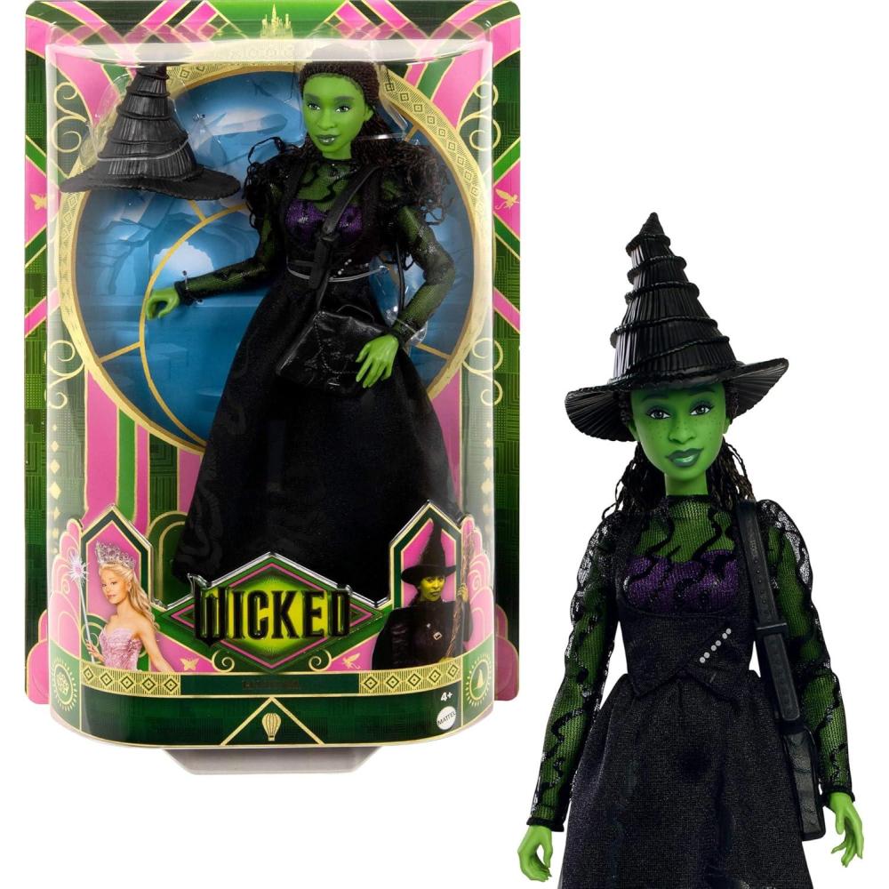 imageMattel Universal Wicked Elphaba Fashion Doll amp Accessories with Green Skin Braided Black Hair Posability amp Removable Ballroom Look