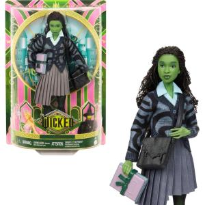 ​Mattel Universal Wicked Elphaba Fashion Doll & Accessories with Green Skin, Braided Black Hair, Posability & Removable School Uniform