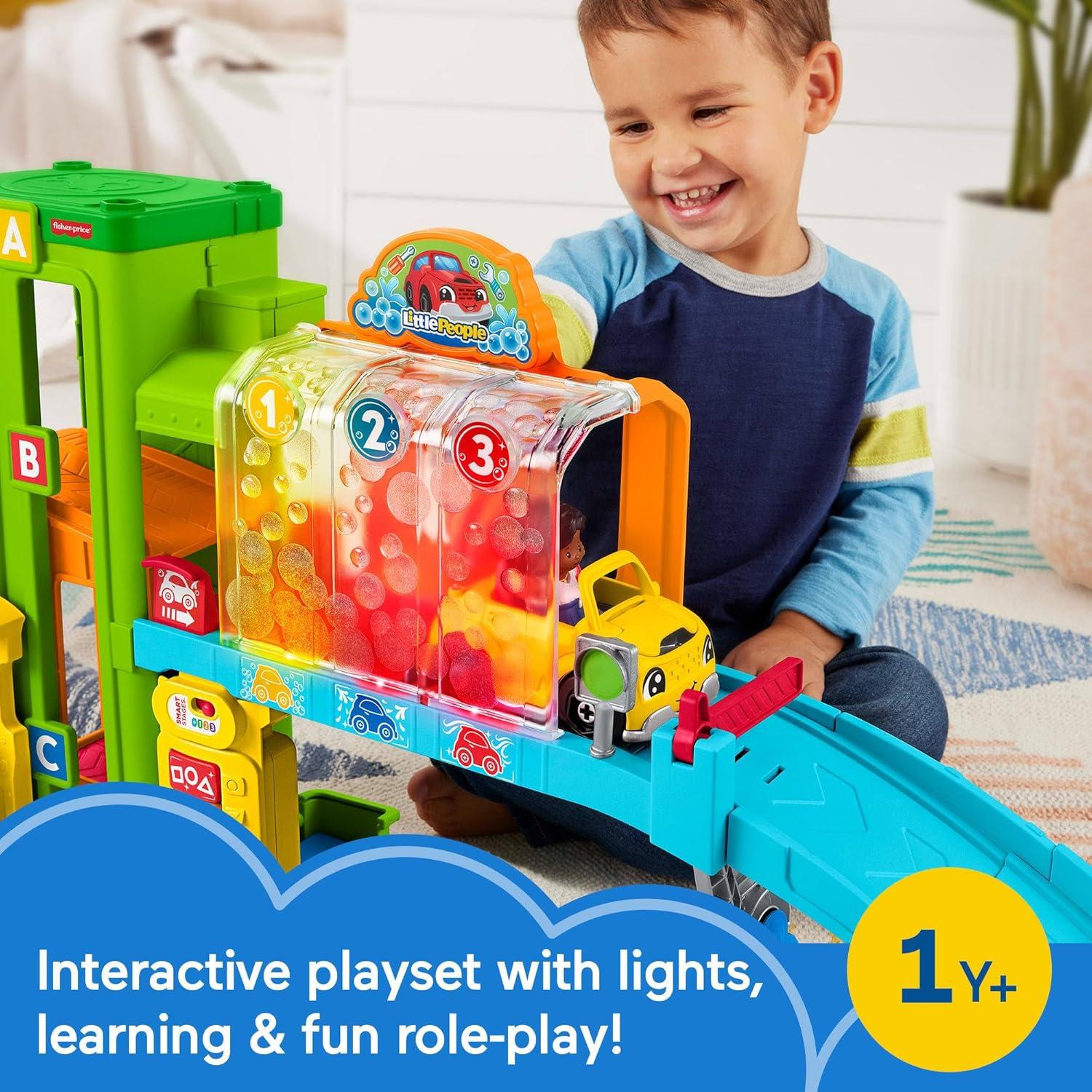imageFisherPrice Little People Toddler Toy LightUp Learning Garage Playset with Smart Stages Car amp Ramp for Pretend Play Kids Ages 1 YearsSimplified Packaging