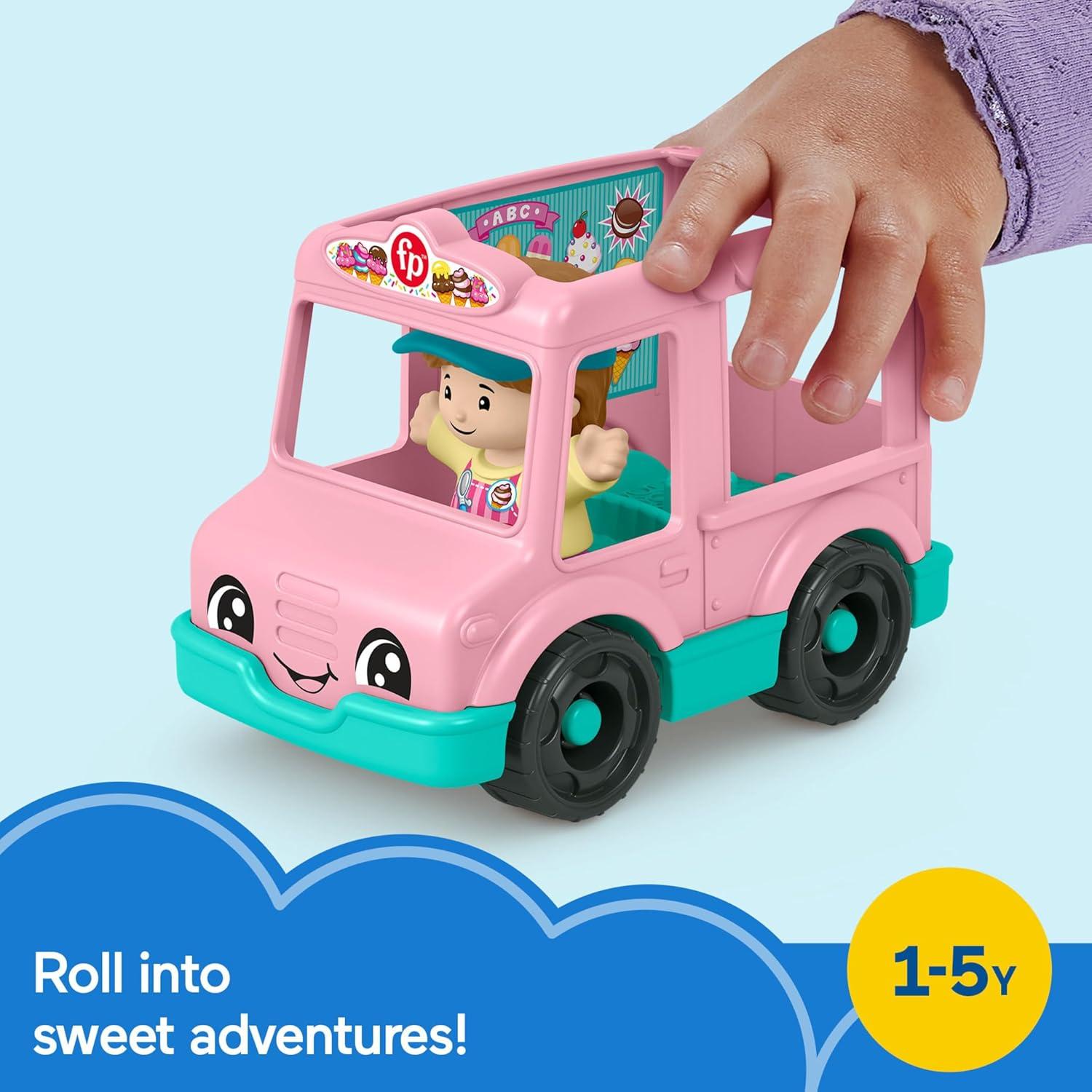 imageFisherPrice Little People Toddler Toys Ice Cream Truck PushAlong Vehicle amp Figure for Pretend Play Preschool Kids Ages 1 Years