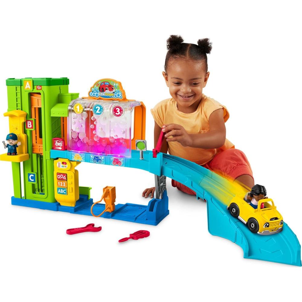 imageFisherPrice Little People Toddler Toy LightUp Learning Garage Playset with Smart Stages Car amp Ramp for Pretend Play Kids Ages 1 YearsSimplified Packaging