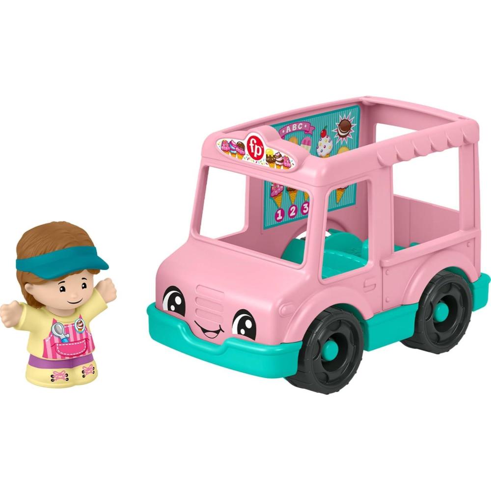 imageFisherPrice Little People Toddler Toys Ice Cream Truck PushAlong Vehicle amp Figure for Pretend Play Preschool Kids Ages 1 Years