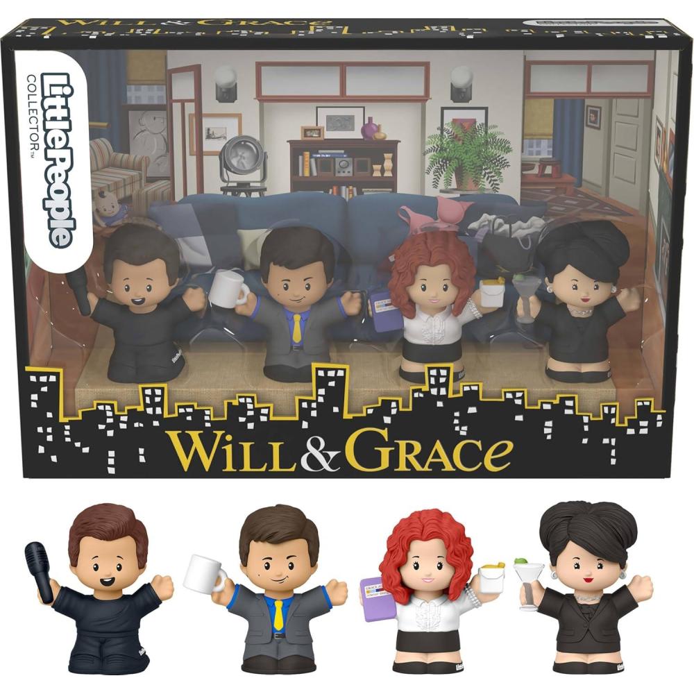 imageLittle People Collector Will and Grace TV Series Special Edition Set for Adults amp Fans 4 Figures in a Display Package Amazon Exclusive