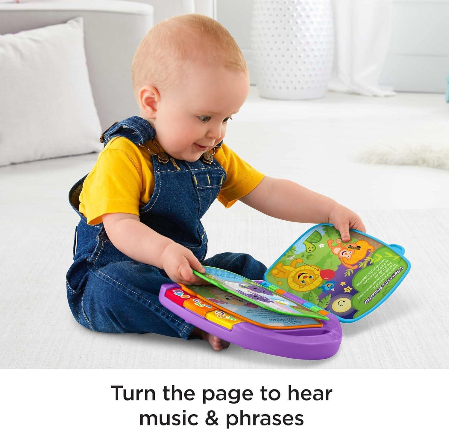 imageFisherPrice Baby Learning Toy Laugh amp Learn Storybook Rhymes Musical Book with Lights amp Sounds for Infants Ages 6 Months