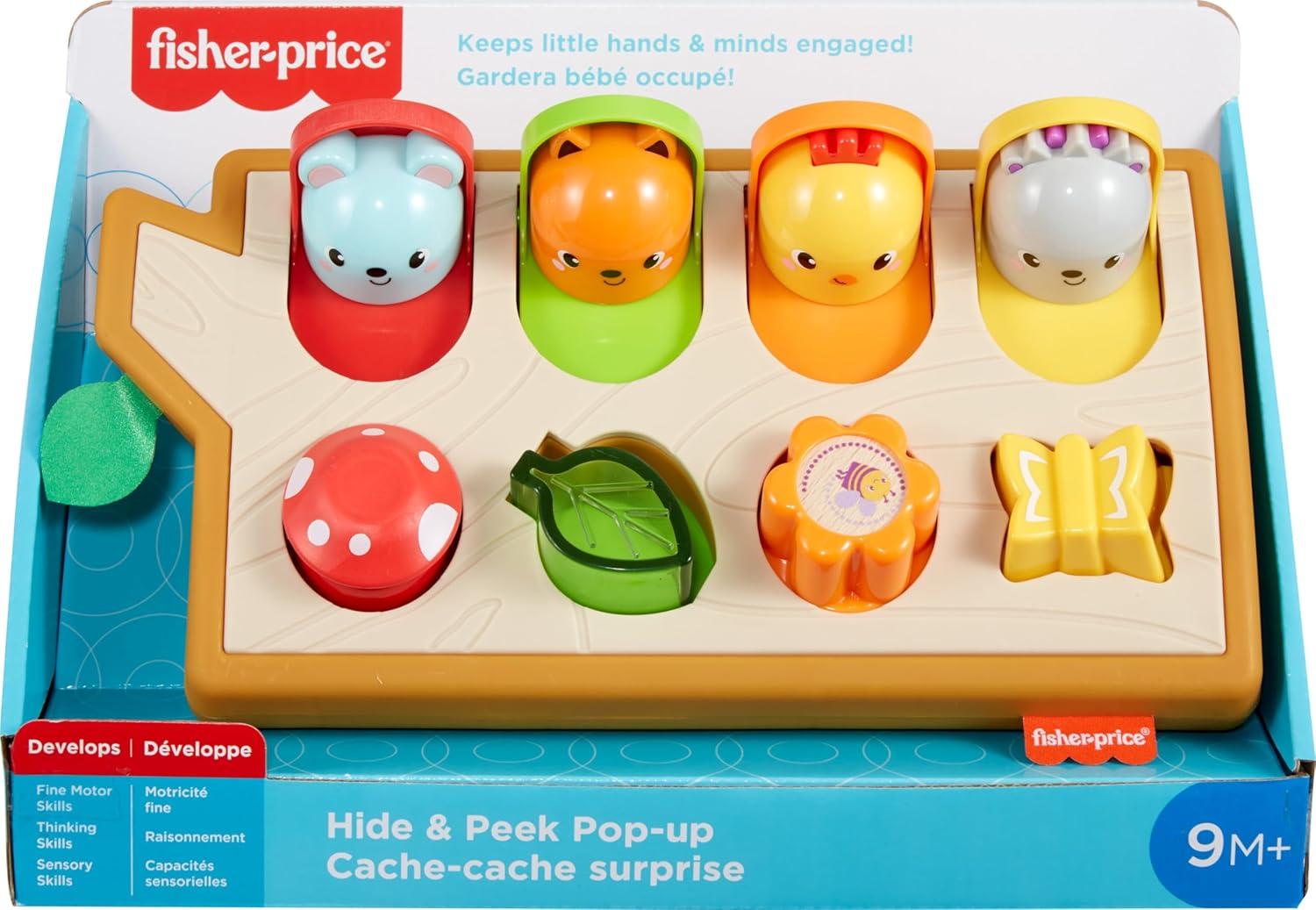 imageFisherPrice Baby Toy Hide amp Peek PopUp AnimalThemed Sensory Activity with Wood Accents amp Sounds for Ages 9 Months Amazon Exclusive