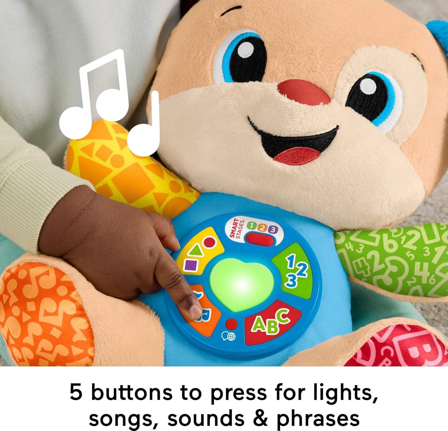 imageFisherPrice Baby Toy Laugh amp Learn Smart Stages Puppy Musical Plush with Lights amp Learning Songs for Infants Ages 6 MonthsPuppy Multilanguage