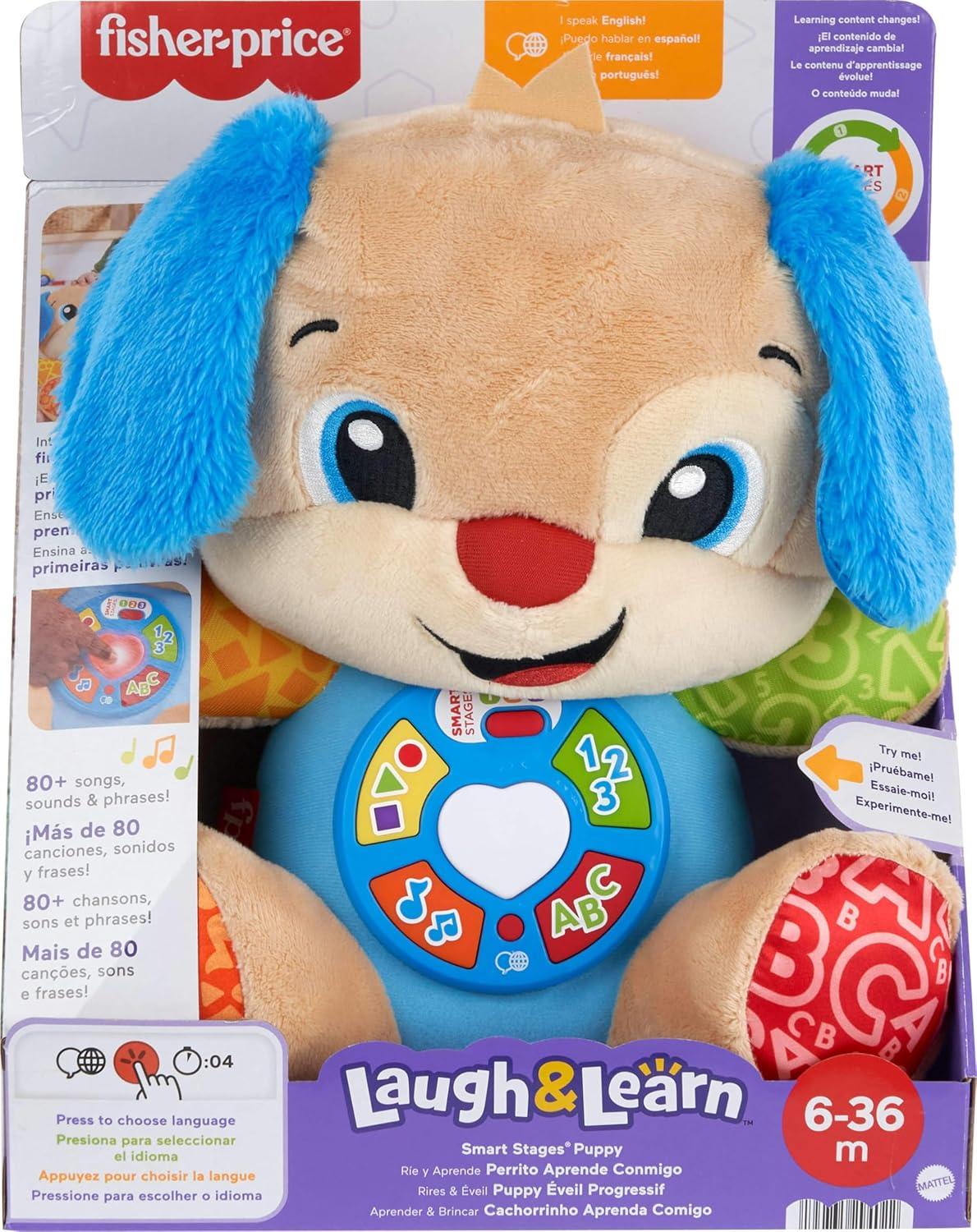 imageFisherPrice Baby Toy Laugh amp Learn Smart Stages Puppy Musical Plush with Lights amp Learning Songs for Infants Ages 6 MonthsPuppy Multilanguage