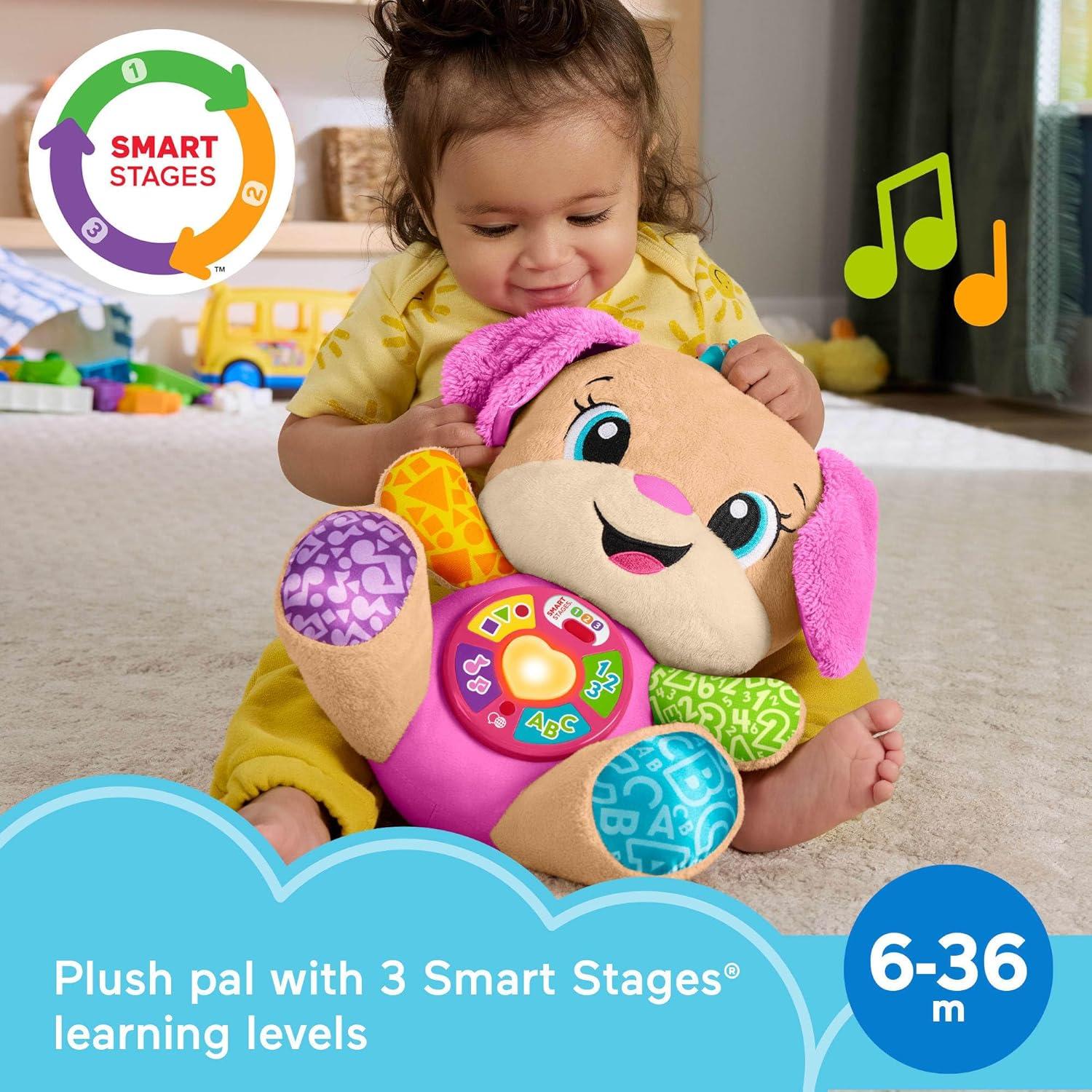 imageFisherPrice Baby Toy Laugh amp Learn Smart Stages Puppy Musical Plush with Lights amp Learning Songs for Infants Ages 6 MonthsSis Multilanguage