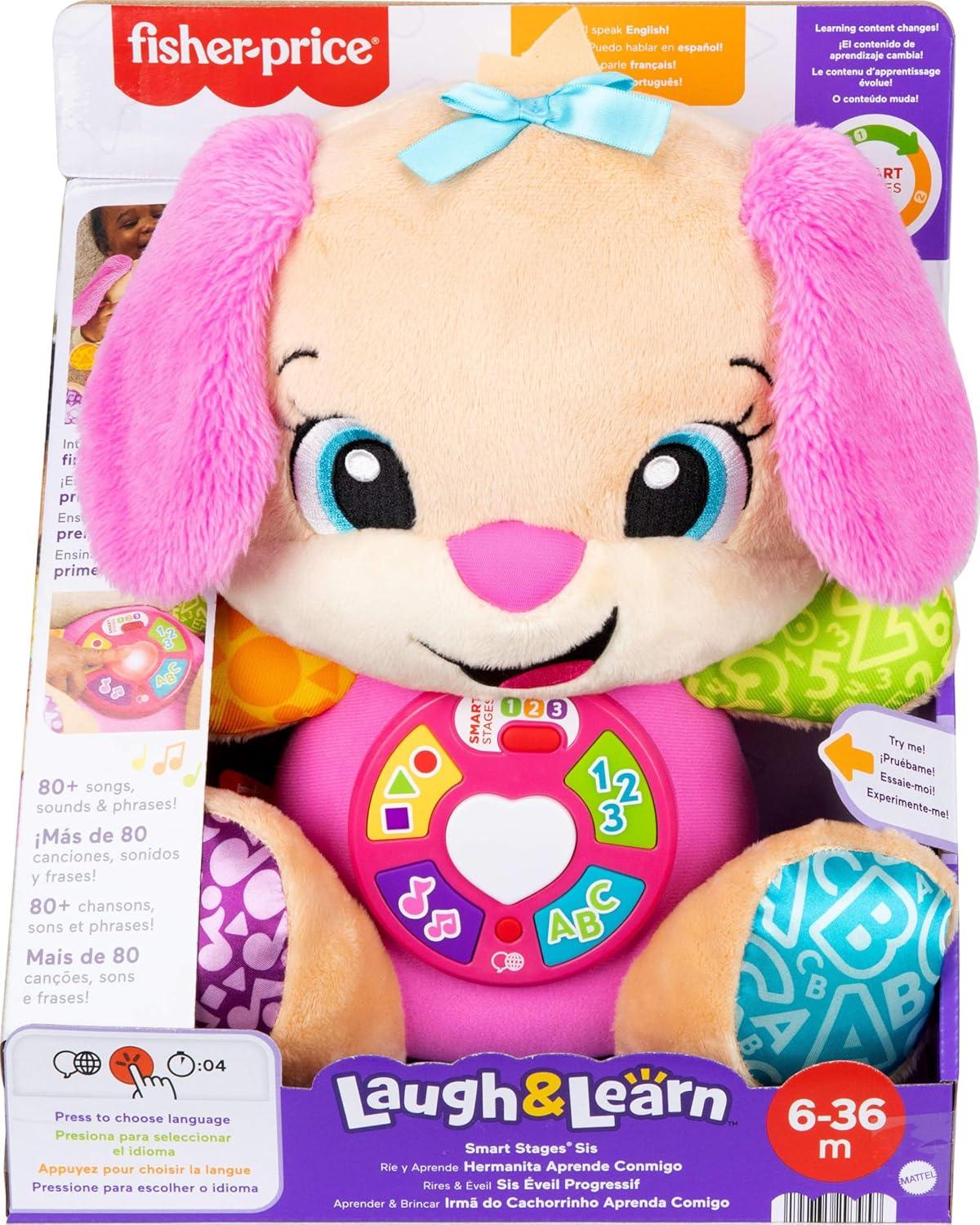 imageFisherPrice Baby Toy Laugh amp Learn Smart Stages Puppy Musical Plush with Lights amp Learning Songs for Infants Ages 6 MonthsSis Multilanguage