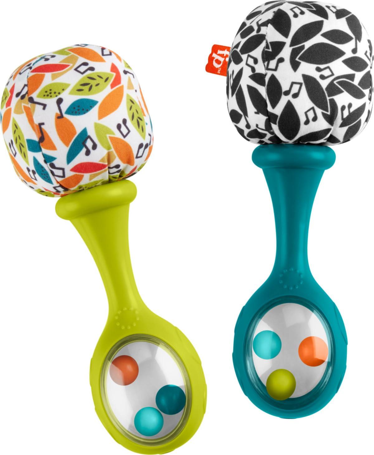 imageFisherPrice Newborn Toys Rattle n Rock Maracas 2 Soft Musical Instruments for Developmental Play Babies Ages 3 Months Neutral Colors