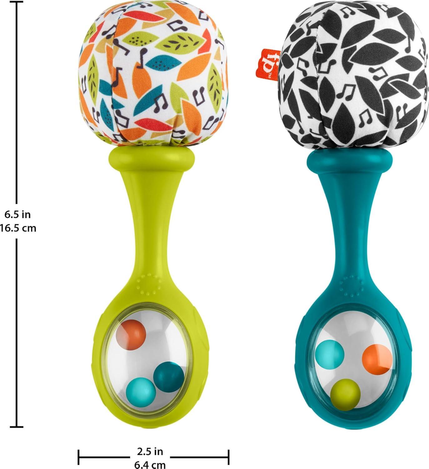 imageFisherPrice Newborn Toys Rattle n Rock Maracas 2 Soft Musical Instruments for Developmental Play Babies Ages 3 Months Neutral Colors