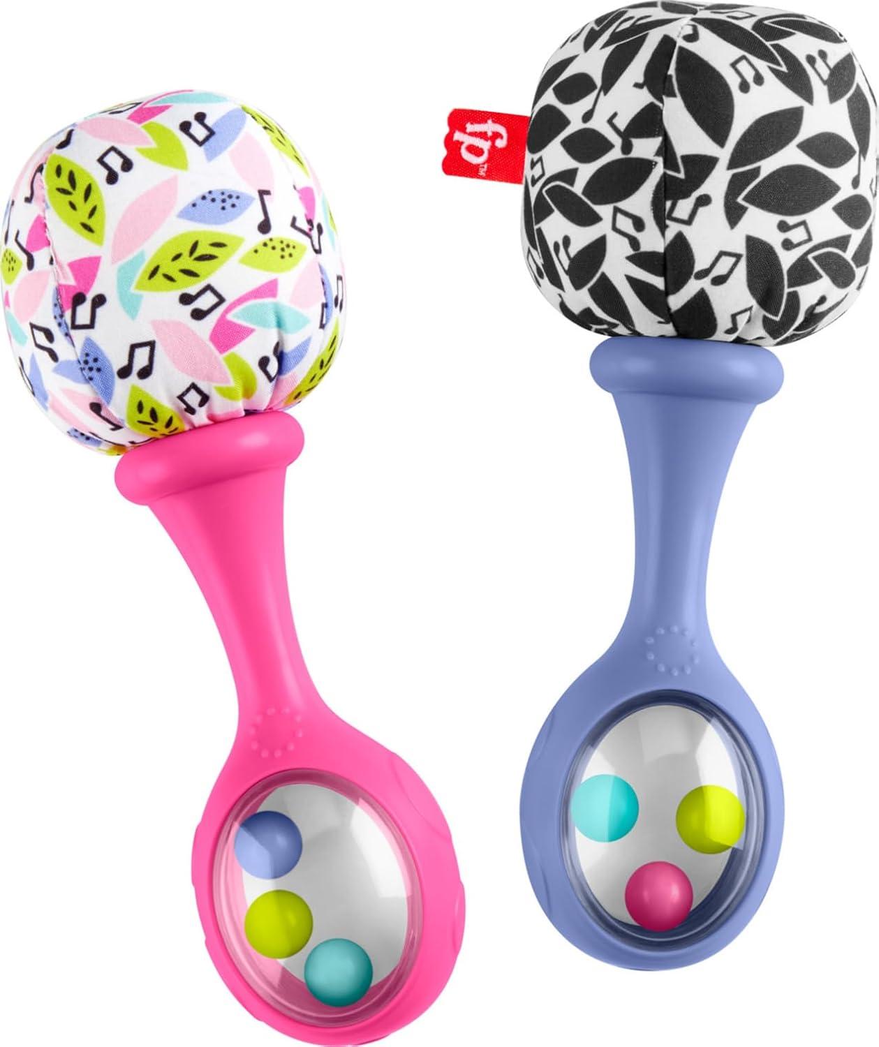 imageFisherPrice Newborn Toys Rattle n Rock Maracas 2 Soft Musical Instruments for Developmental Play Babies Ages 3 Months Pink amp Purple