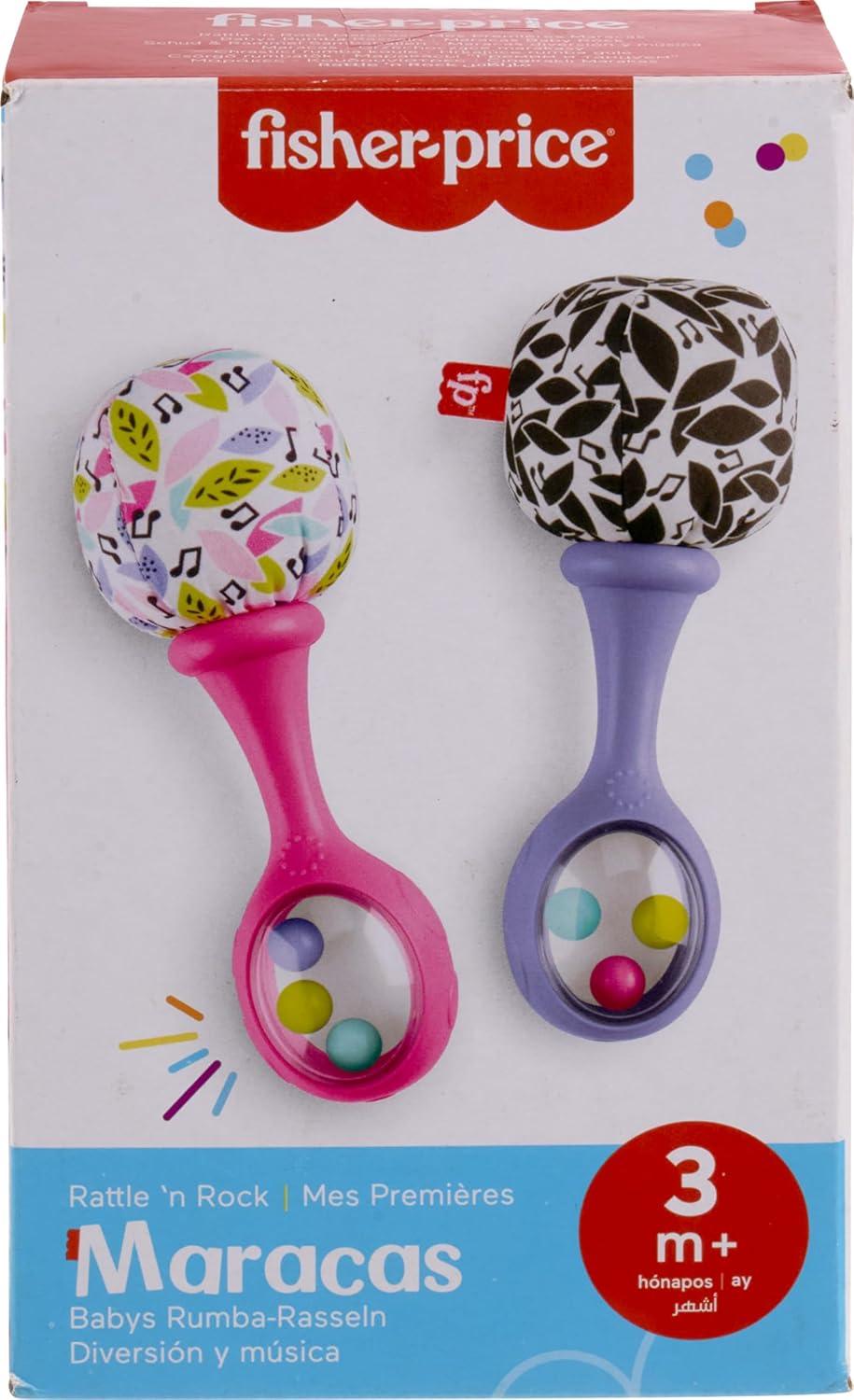 imageFisherPrice Newborn Toys Rattle n Rock Maracas 2 Soft Musical Instruments for Developmental Play Babies Ages 3 Months Pink amp Purple