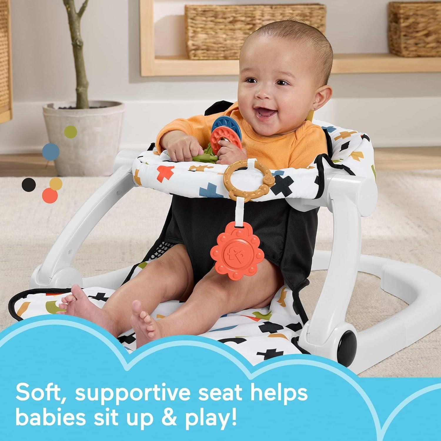 imageFisherPrice Portable Baby Chair Darling Dots SitMeUp Floor Seat with BPAFree Teether amp Clacker Newborn Developmental Toys Amazon ExclusiveCow