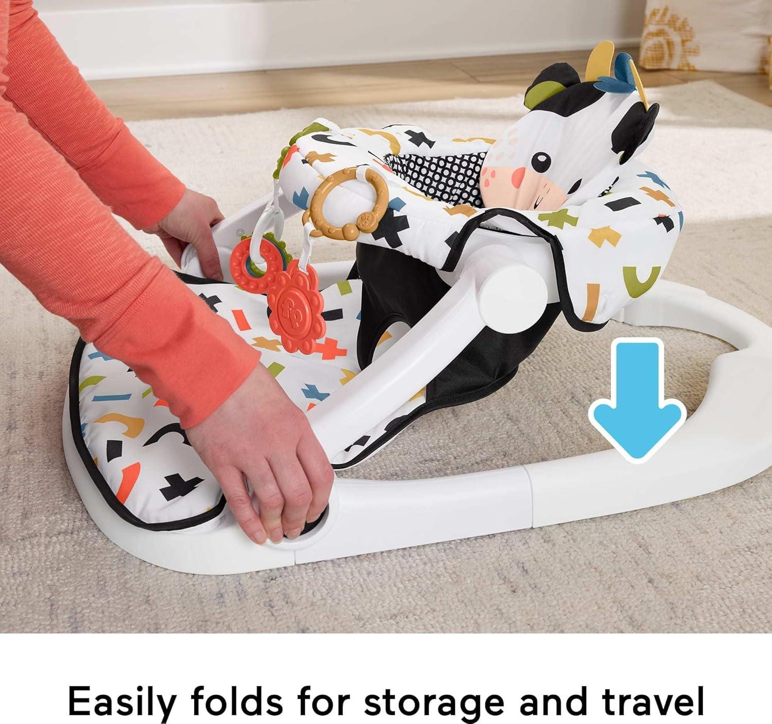 imageFisherPrice Portable Baby Chair Darling Dots SitMeUp Floor Seat with BPAFree Teether amp Clacker Newborn Developmental Toys Amazon ExclusiveCow