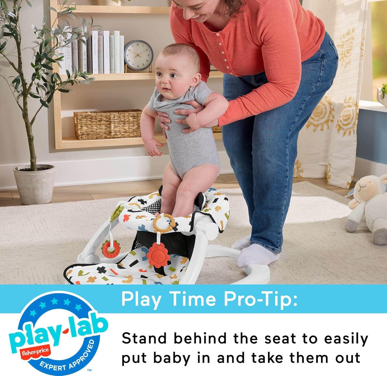 imageFisherPrice Portable Baby Chair Darling Dots SitMeUp Floor Seat with BPAFree Teether amp Clacker Newborn Developmental Toys Amazon ExclusiveCow