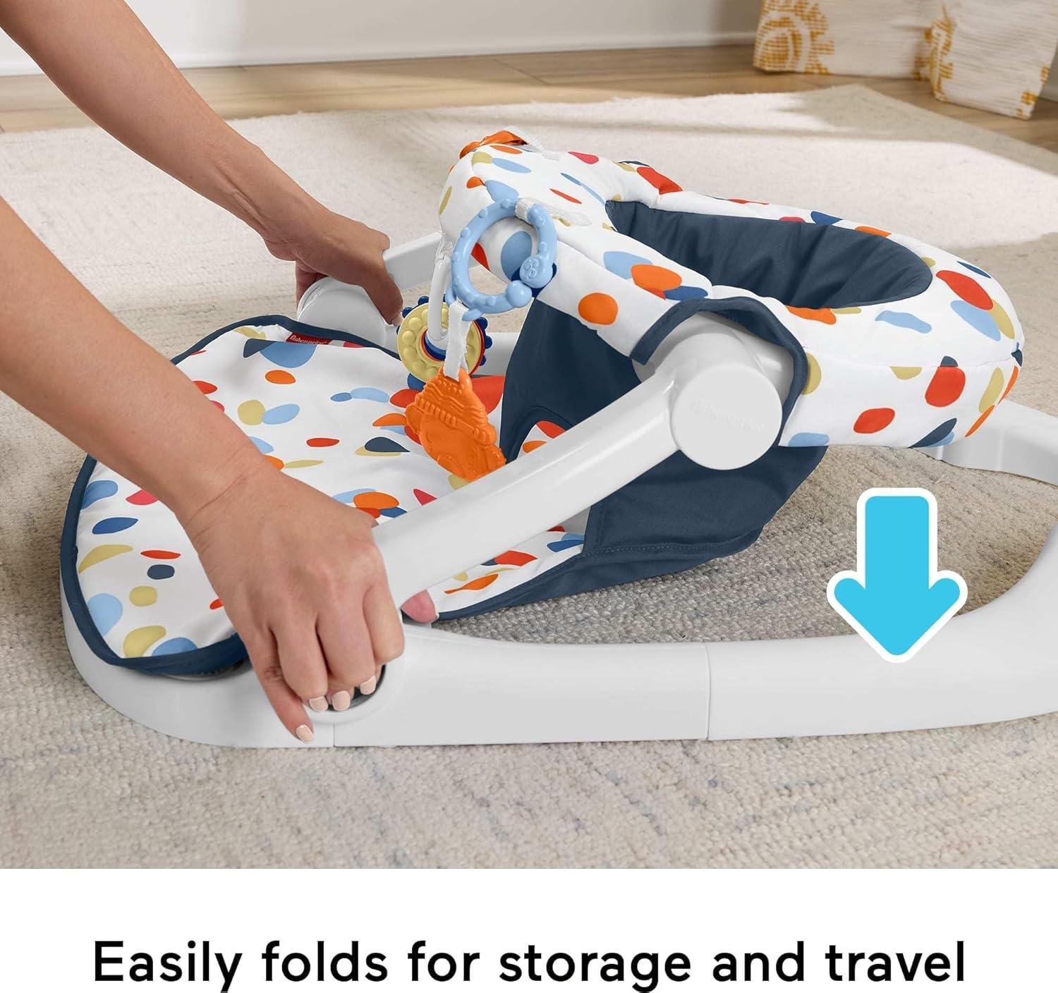 imageFisherPrice Portable Baby Chair Darling Dots SitMeUp Floor Seat with BPAFree Teether amp Clacker Newborn Developmental Toys Amazon ExclusiveDarling Dots
