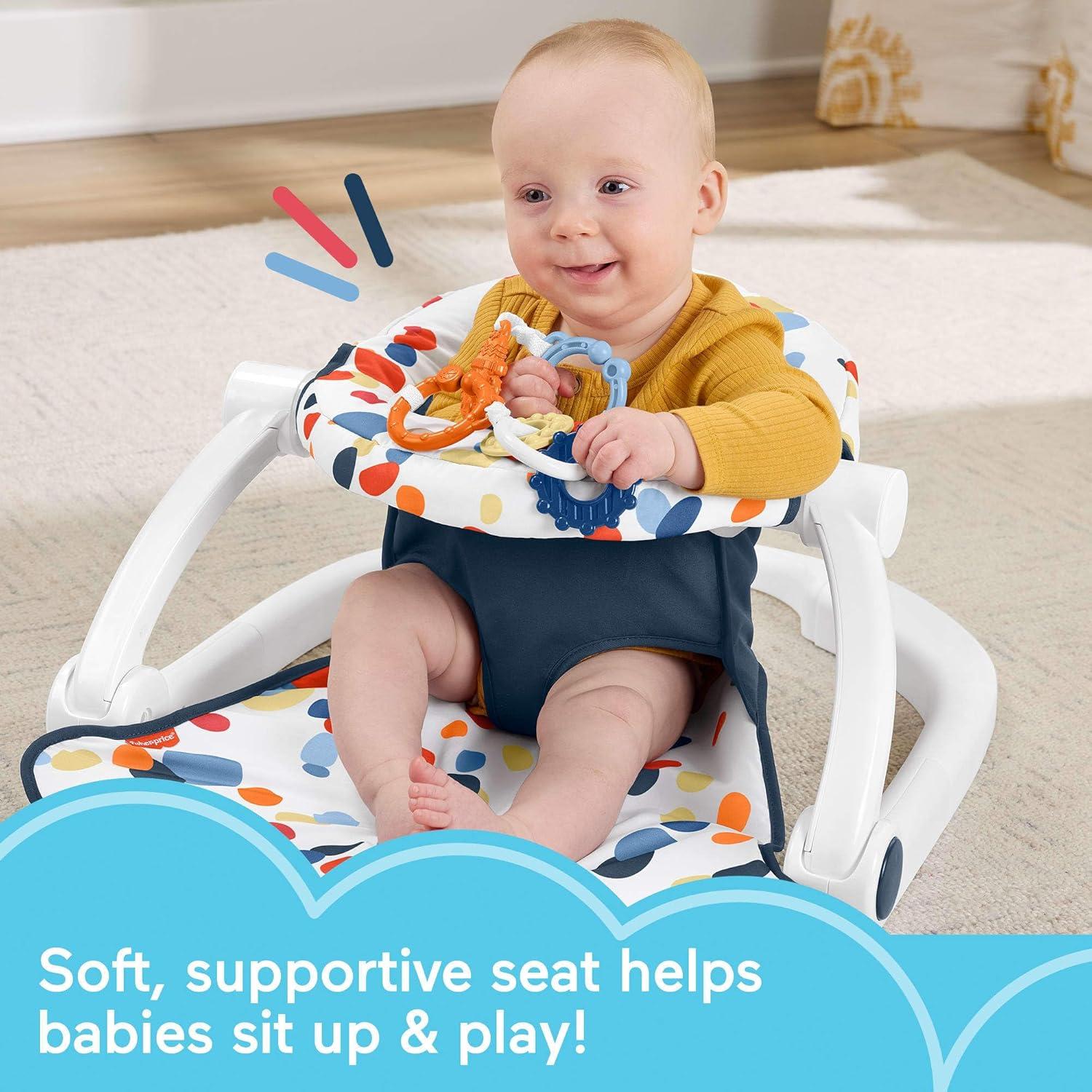 imageFisherPrice Portable Baby Chair Darling Dots SitMeUp Floor Seat with BPAFree Teether amp Clacker Newborn Developmental Toys Amazon ExclusiveDarling Dots