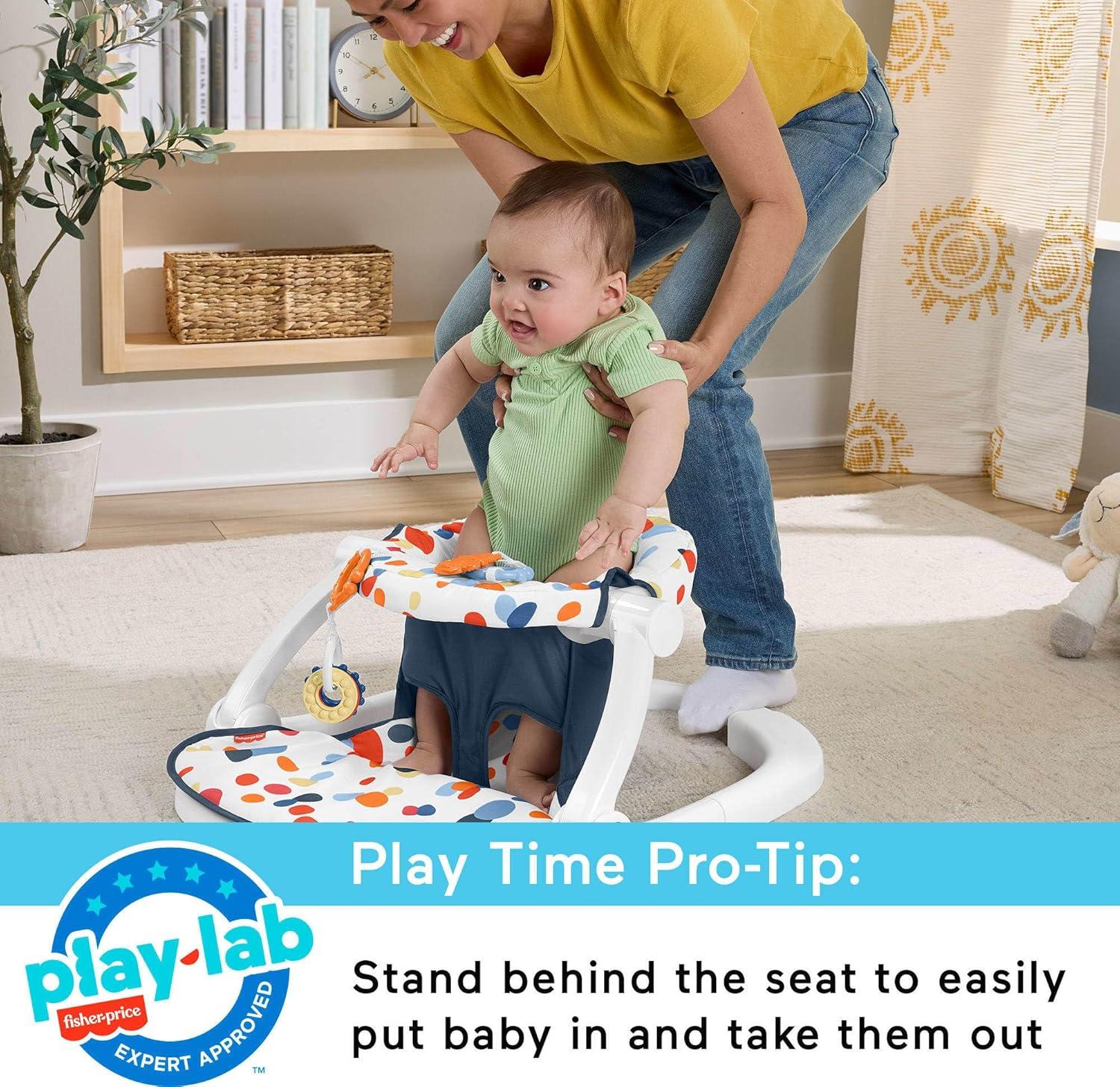 imageFisherPrice Portable Baby Chair Darling Dots SitMeUp Floor Seat with BPAFree Teether amp Clacker Newborn Developmental Toys Amazon ExclusiveDarling Dots