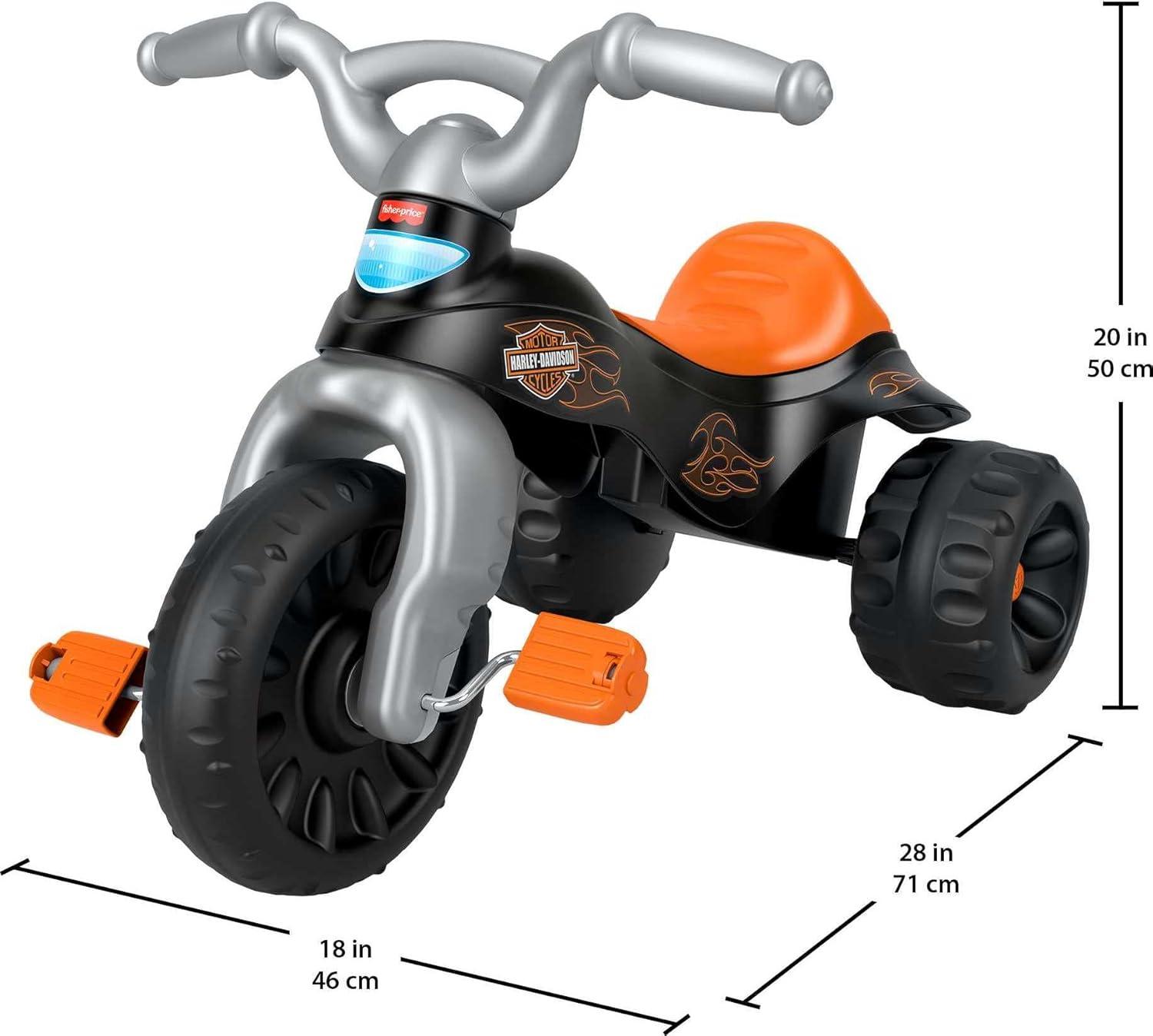 imageFisherPrice Toddler Tricycle Hot Wheels Tough Trike Toy Bike with Handlebar Grips amp Storage for Outdoor Play Kids Ages 2 YearsHarley Davidson