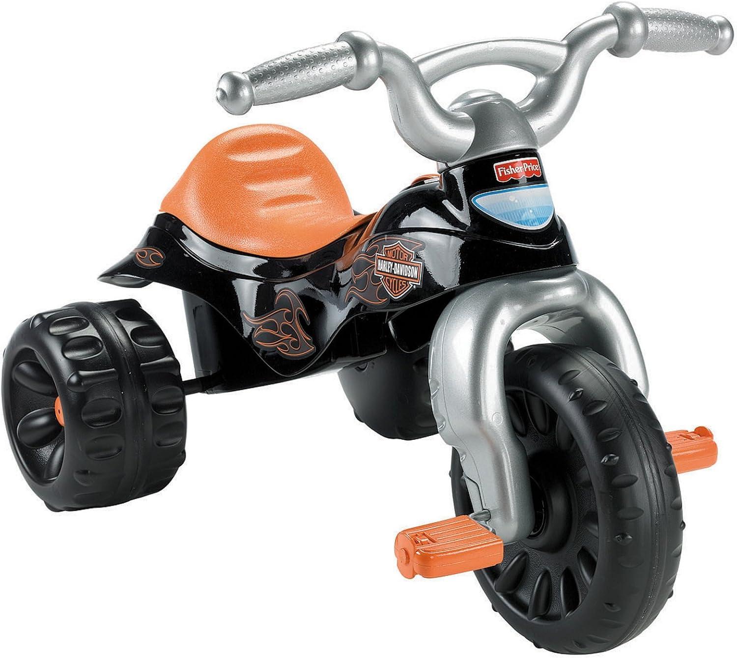 imageFisherPrice Toddler Tricycle Hot Wheels Tough Trike Toy Bike with Handlebar Grips amp Storage for Outdoor Play Kids Ages 2 YearsHarley Davidson
