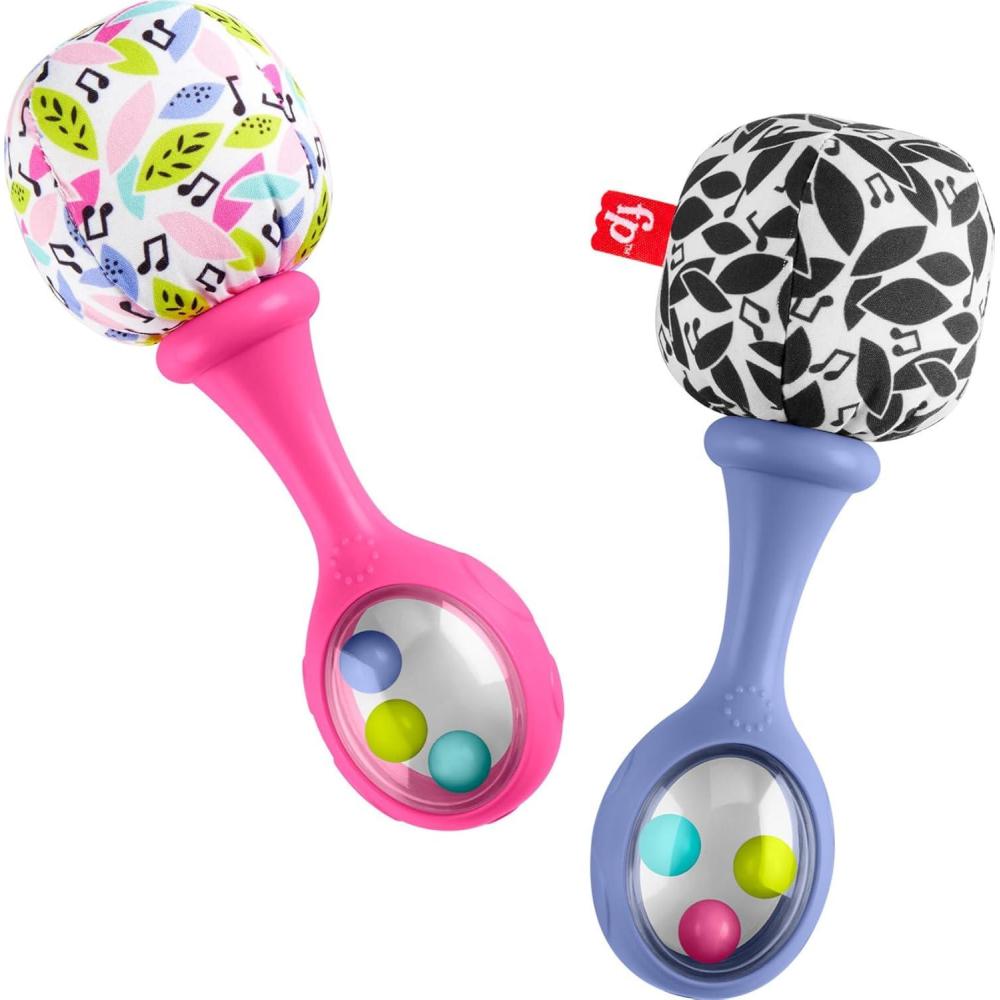 imageFisherPrice Newborn Toys Rattle n Rock Maracas 2 Soft Musical Instruments for Developmental Play Babies Ages 3 Months Pink amp Purple