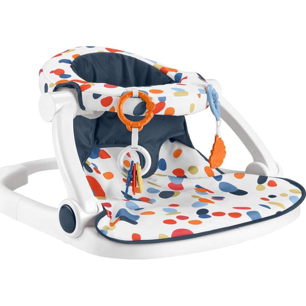 imageFisherPrice Portable Baby Chair Darling Dots SitMeUp Floor Seat with BPAFree Teether amp Clacker Newborn Developmental Toys Amazon ExclusiveDarling Dots