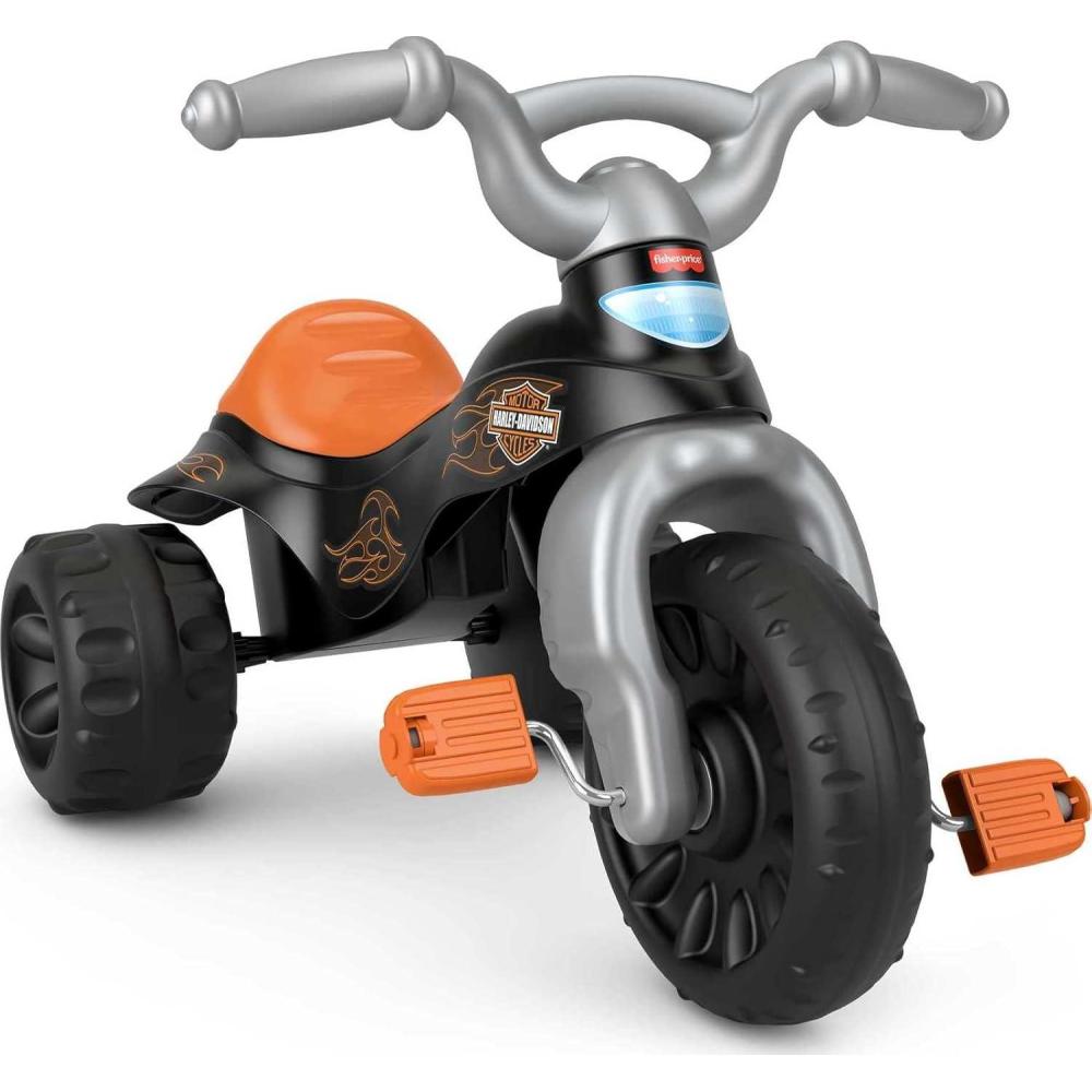 imageFisherPrice Toddler Tricycle Hot Wheels Tough Trike Toy Bike with Handlebar Grips amp Storage for Outdoor Play Kids Ages 2 YearsHarley Davidson