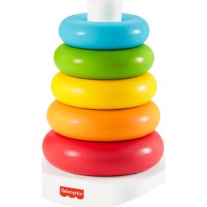 Fisher-Price Baby Stacking Toy Rock-A-Stack, Roly-Poly Base with 5 Colorful Rings for Ages 6+ Months(Plant-Based Materials)