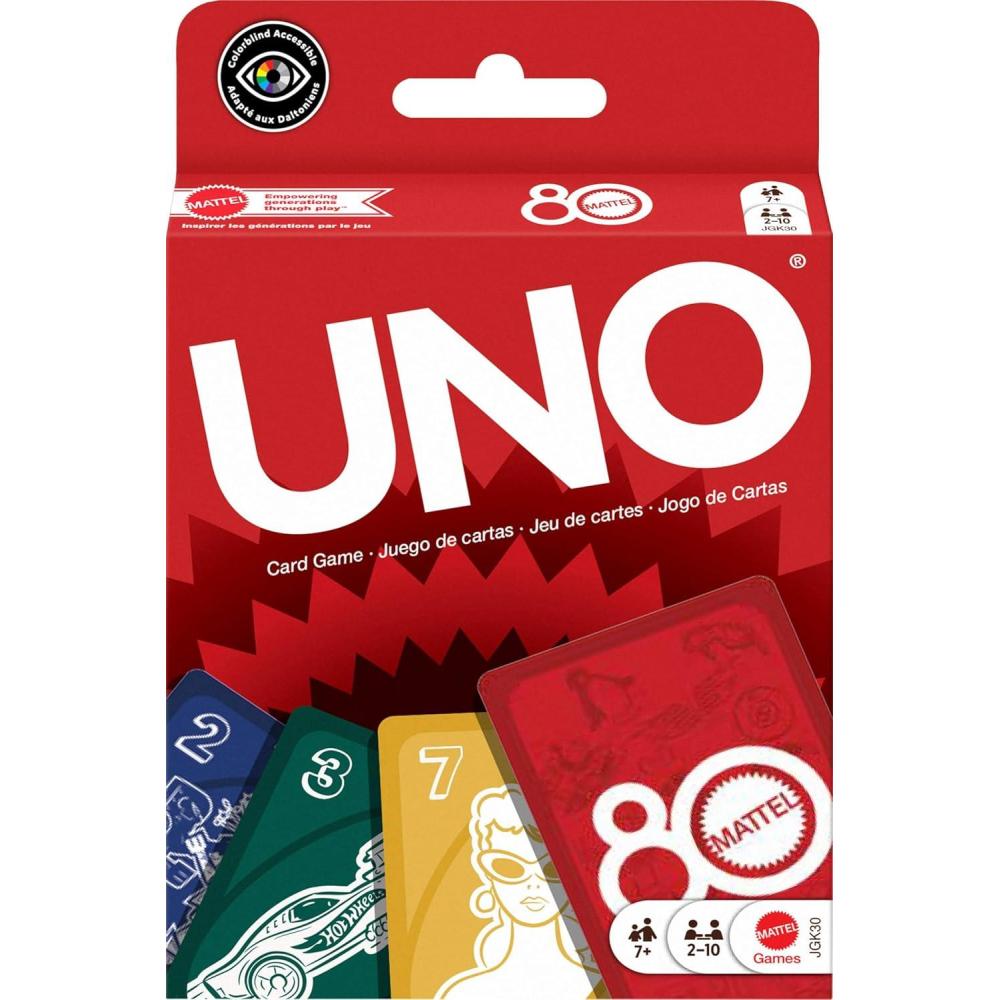 imageMattel Games UNO Mattel 80th Ruby Red Card Game for Kids Adults amp Family Nights Game Nights Travel Camping amp Parties80th Anniversary Card Pack