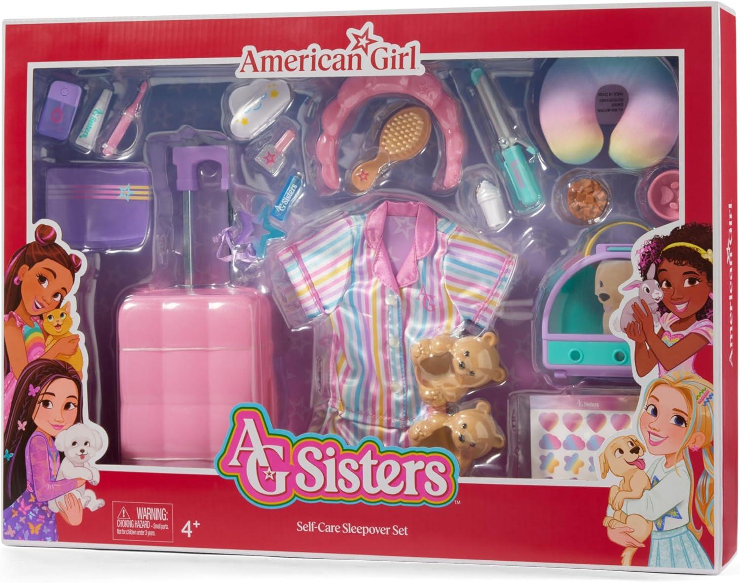 imageAmerican Girl AG Sisters SelfCare Sleepover Set Doll Playset for 145inch Dolls 22 pcs for Ages 4