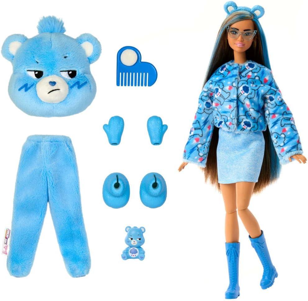 imageBarbie Cutie Reveal Care Bears Series Doll amp Accessories Set with Cheer Bear Plush Costume amp 10 Surprises Including Color Change amp Mini BearGrumpy Bear