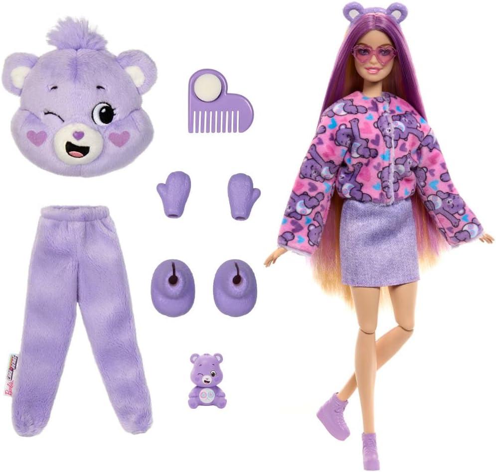 imageBarbie Cutie Reveal Care Bears Series Doll amp Accessories Set with Cheer Bear Plush Costume amp 10 Surprises Including Color Change amp Mini BearShare Bear